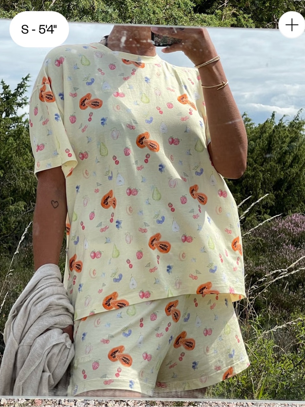 Djerf Avenue Go Slow Set – Fruit | Tee + Shorts | Size L | Shorts SOLD OUT